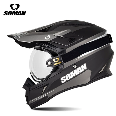 3C Motorcycle Off-Road Helmet, Men's — Motosiklet kaskı (dəbilqə) - black-and-gray-star-with-t3-transparent-s