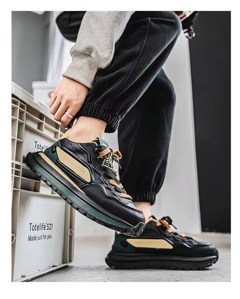 Giày thể thao nam đế dày tăng chiều cao, sneaker phối màu trơn, gót thấp 1–3 cm — C965 Kaki, C965 màu đen, C965 trắng chi tiết 24