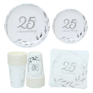 Nice Party 25周年庆银色50周年金色烫金系列结婚纪念日纸盘纸杯