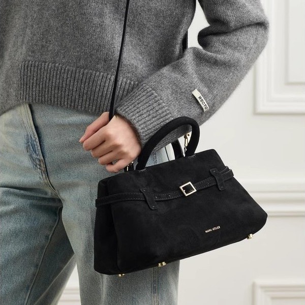 MANU ATELIE 여성용 애로우 백 LE CAMBON25 스웨이드 숄더 백 핸드 토트 백