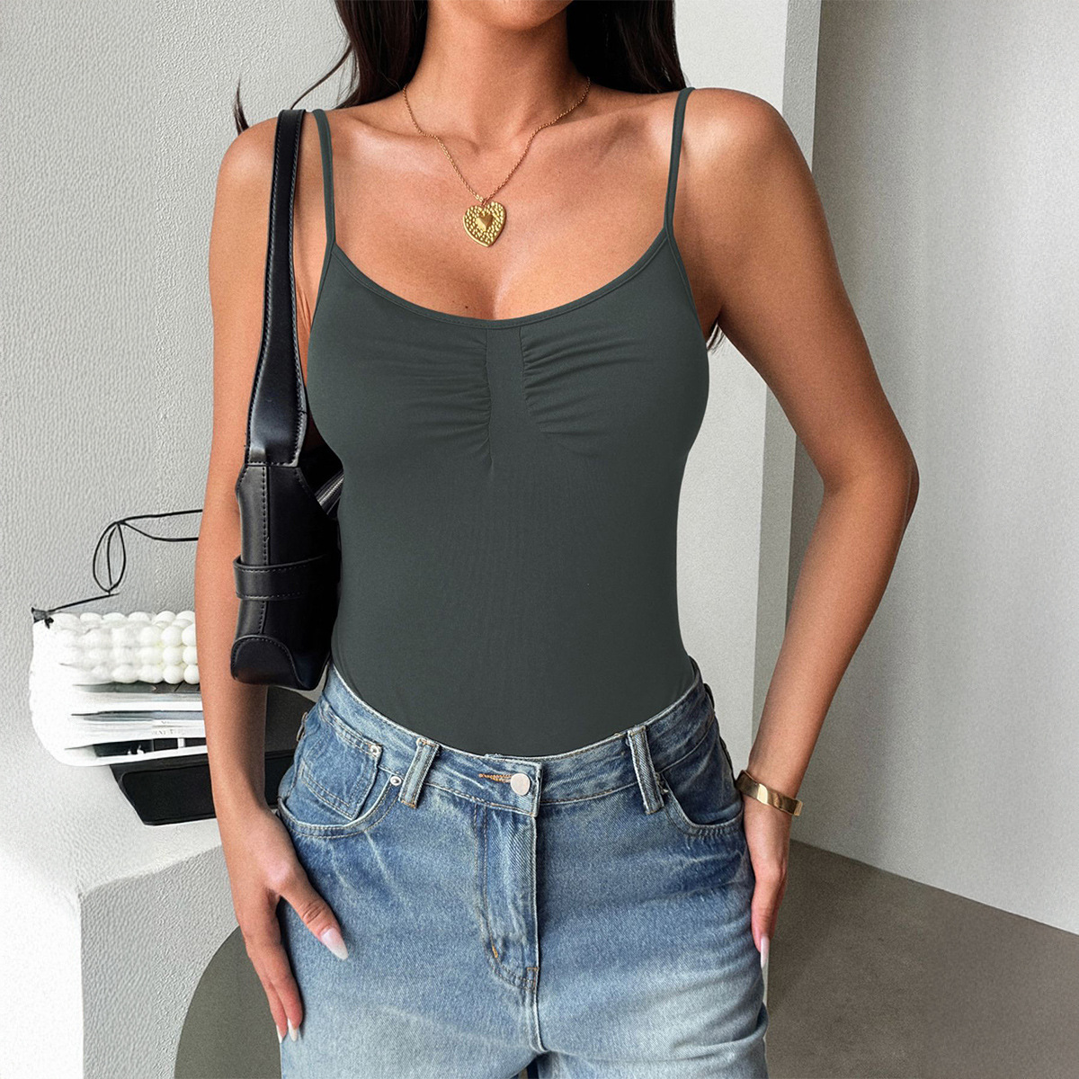 KAIKUO - Body de Tirantes Ajustado y Sexy para Mujer, Estilo Europeo y Americano, Ropa de Mujer, Primavera/Verano 2026, Comercio Exterior Amazon