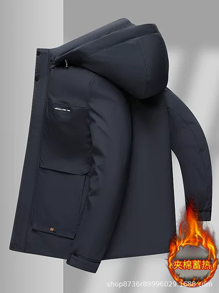 Foreign trade cross-border men's thickened cotton jacket, winter windproof, water-resistant, cold-resistant, heat-locking casual cotton coat