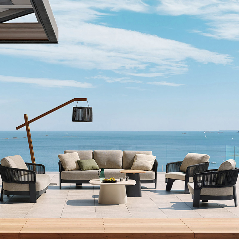 Cross-Border Outdoor Sofa Combination Rattan Courtyard Villa B&B Aluminum Alloy Courtyard Villa Hotel Club Sofa
