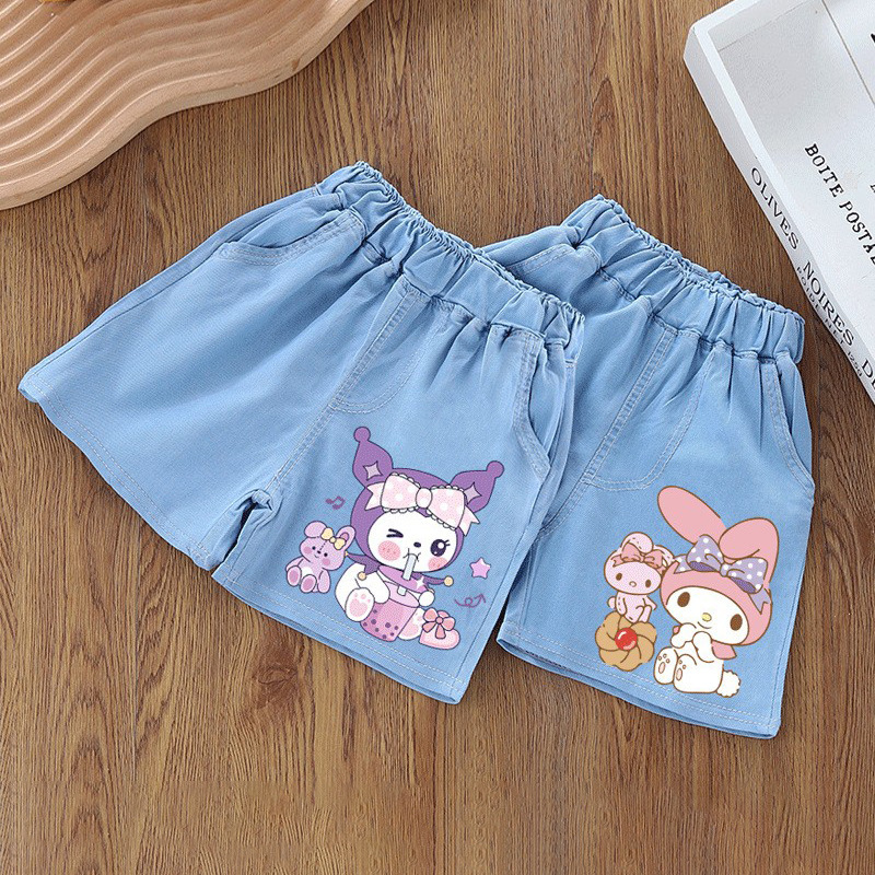 Children's Wear Girls' Denim Short Pants for Outer Wear Little Girl Thin Children's Western-style Baby Summer Loose Summer Summer Summer Dress