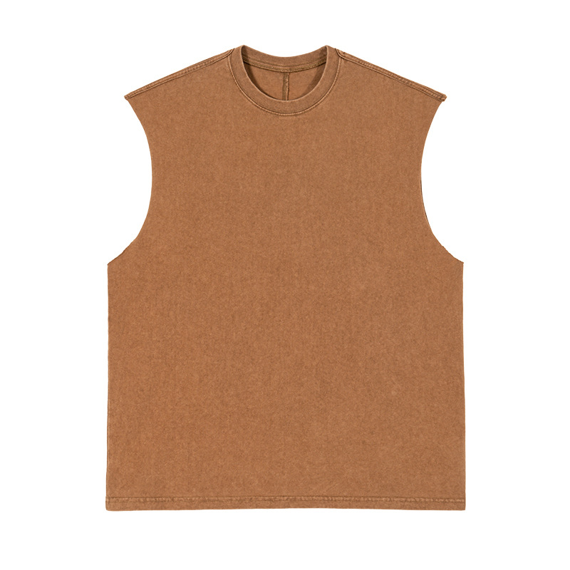ETAI Hombre| Camiseta americana retro suelta sin mangas primavera y verano nuevo chaleco de algodón lavado con agua para hombres