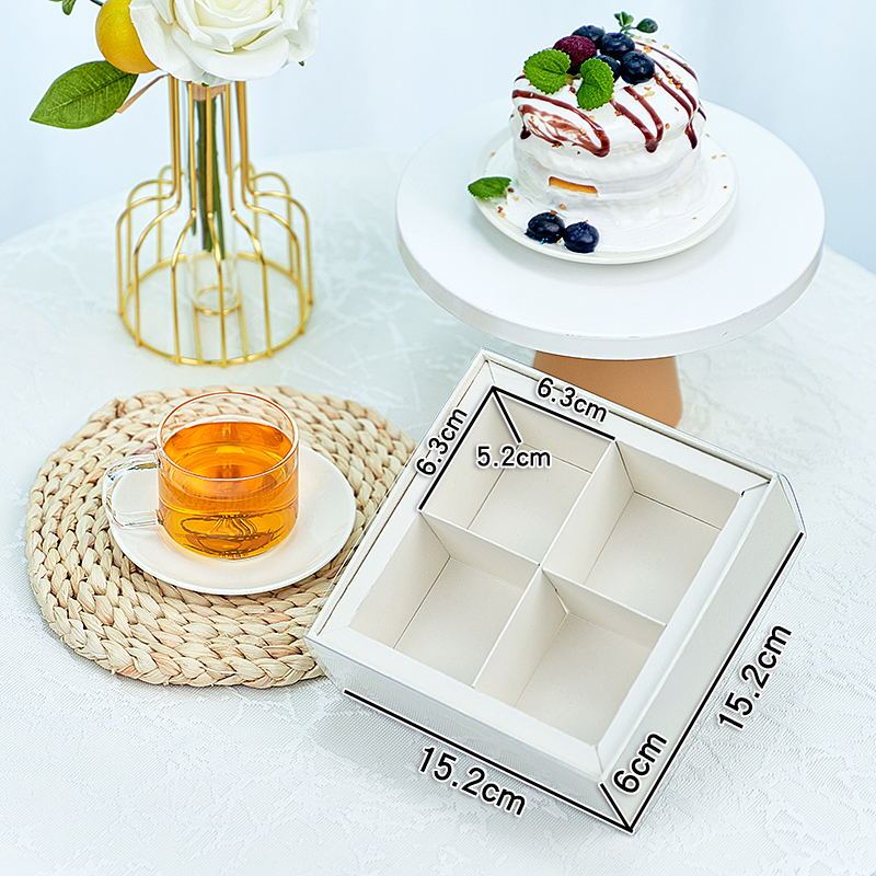 2025 nuevo 4 gránulos 6 gránulos 8 gránulos sándwich coreano caja de macarrones grasa caja de regalo transparente caja de postre horneado