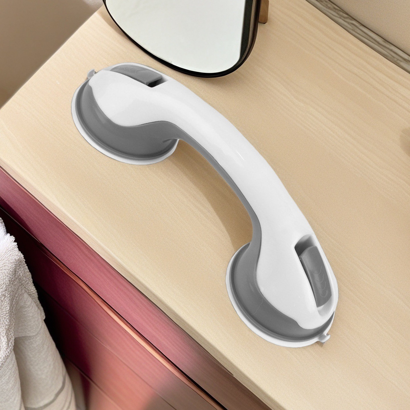 Bathroom Grab Bars with Suction Cups, No-Drill Handles for Bathtubs, Glass Doors and Windows, Elderly-Friendly Handles Suitable for Aging