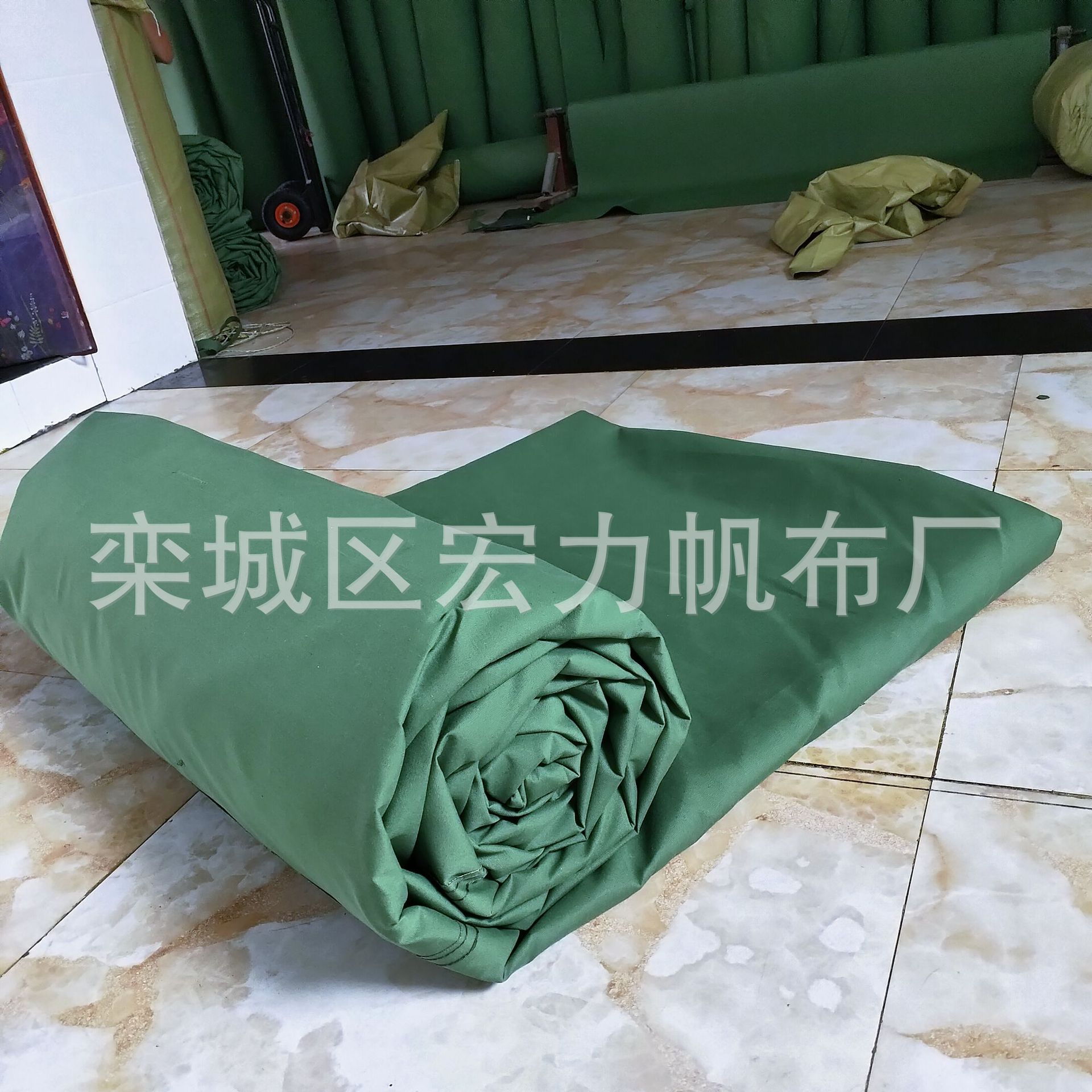 Cifrado verde del ejército engrosado poliéster impermeable ignífugo de silicona AIRE ACONDICIONADO CENTRAL conexión suave tela ignífuga de lona verde