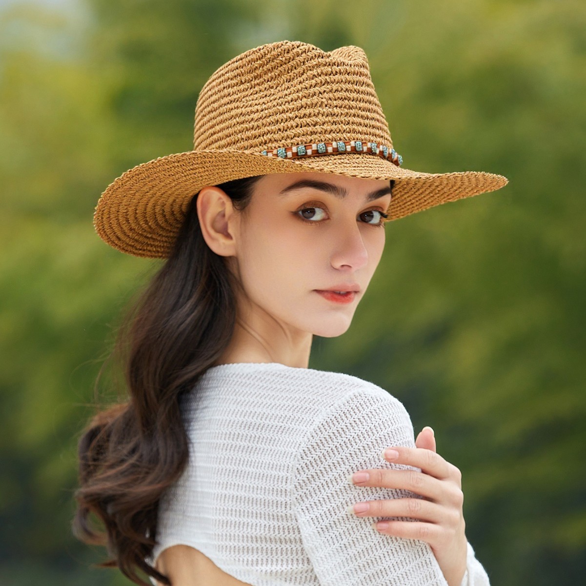 Breiter, randloser Sonnenschutz für Damen, ideal für Strand und Fischerei._voghion.com