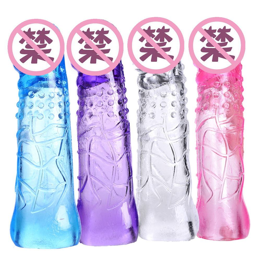 Extended-Length Crystal Condom Sleeve for Men, TPE Delay Cover, Skin Tone — detail image 6