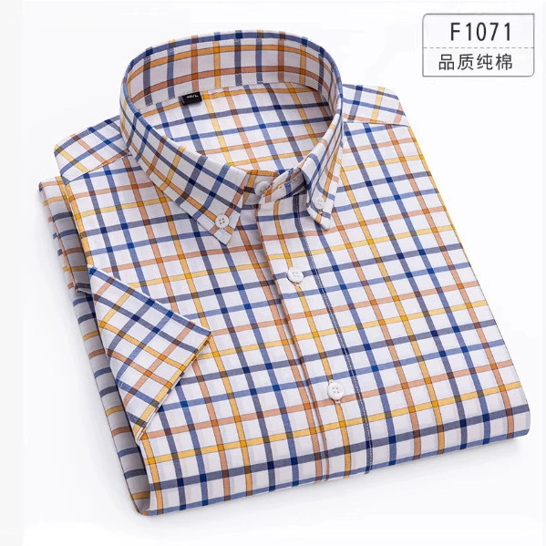 Новинка 2025 года, новая мужская рубашка с короткими рукавами, летняя рубашка в полоску из чистого хлопка, удобная дышащая повседневная рубашка с короткими рукавами