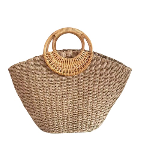  new portable straw woven bag, simple forest woven women's bag, vacation bag, versatile fashionable bag