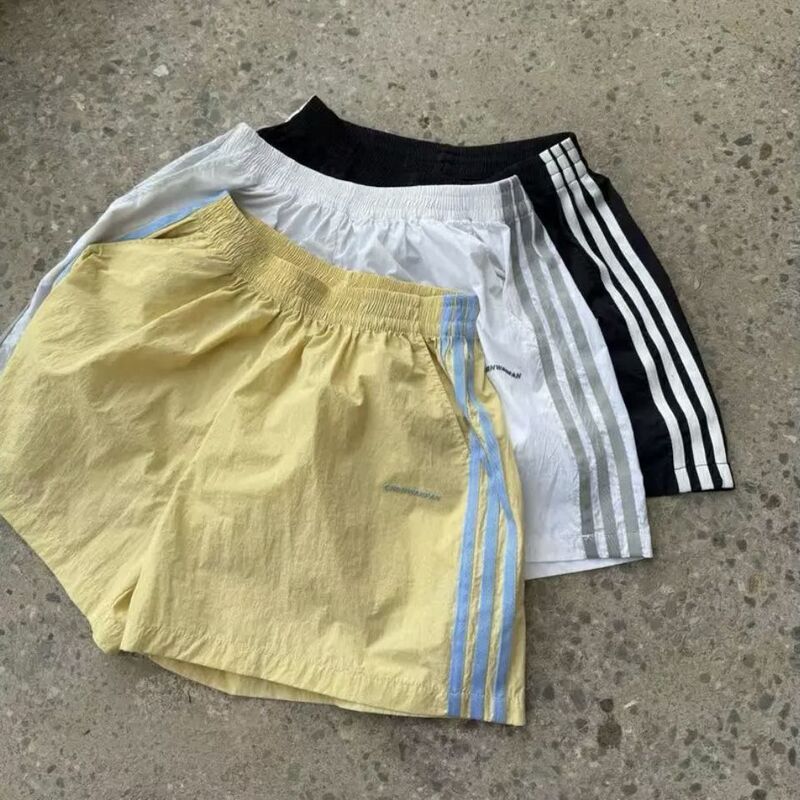 [Quick-Drying and Waterproof] Ins American-Style Three-Stripe Quick-Drying Shorts, Summer Thin, Breathable, Loose-Fitting Casual Beach Pants