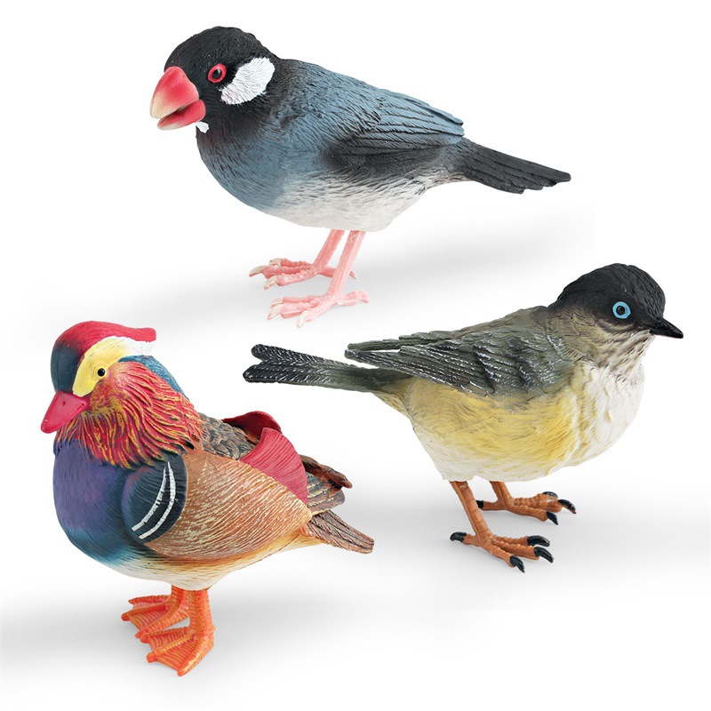 Simulación transfronteriza de aves modelo animal de pájaros flamencos, gorriones, papillones, juguetes de decoración estática