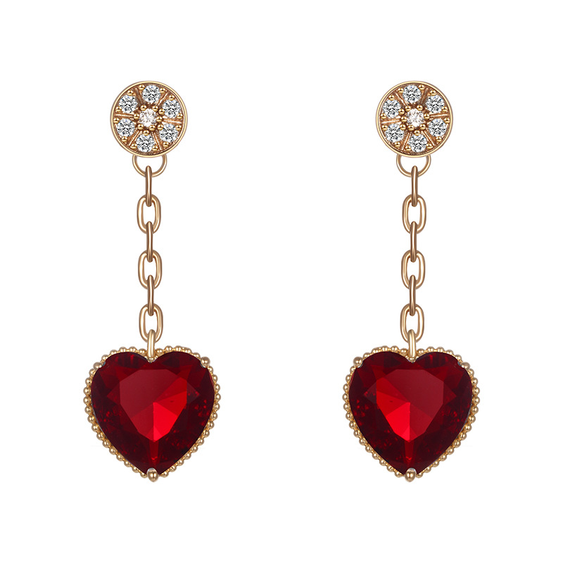Xuping serie de aretes de amor de aleación de diamante en forma de corazón aretes de otoño y invierno estilo de diseño ligero lujoso pernos de orejas mujeres