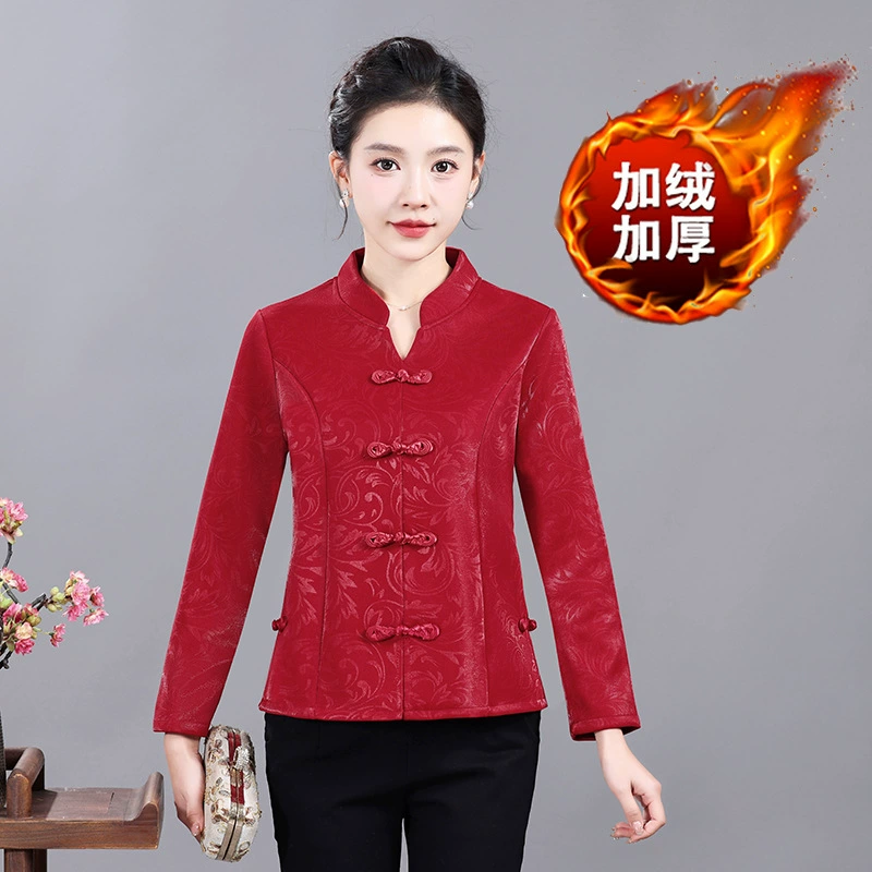 Осенний и зимний плюшевый теплый чонсам топы этнического стиля