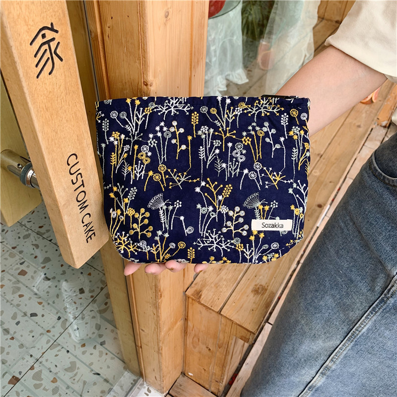 23022 繊細な刺繍花化粧品袋ガールズ収納袋ポータブルクラッチバッグ大容量小銭入れ