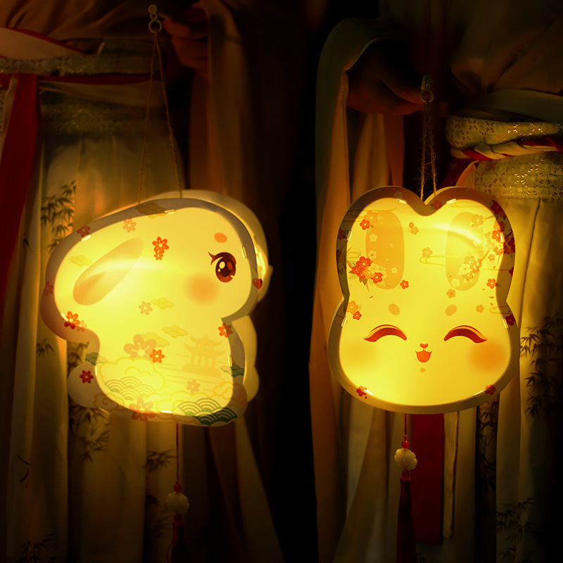 中秋節提灯ウサギ提灯中秋節飾りハンディランプ宮灯児童diy手作り材料バッグ|undefined