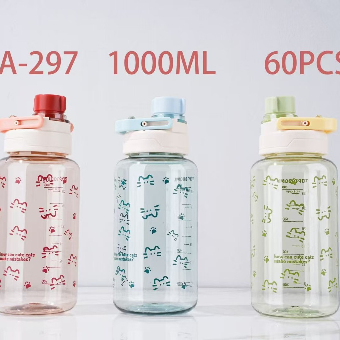 Taza de plástico Sansheng Deportes de plástico Botella de agua transfronteriza al aire libre 1000ml de gran capacidad Botella de agua portátil para estudiantes
