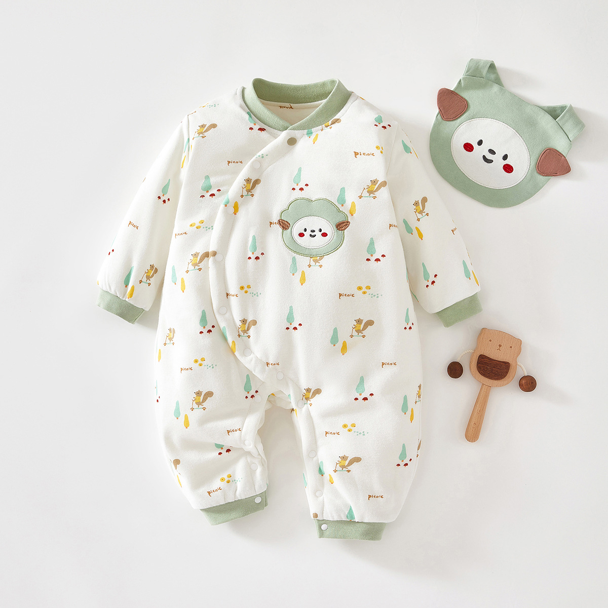 Conjunto de otoño para bebé con relleno de algodón, pelele para recién nacidos, ropa para bebés, traje de una pieza para recién nacidos, grueso y cálido para otoño e invierno.