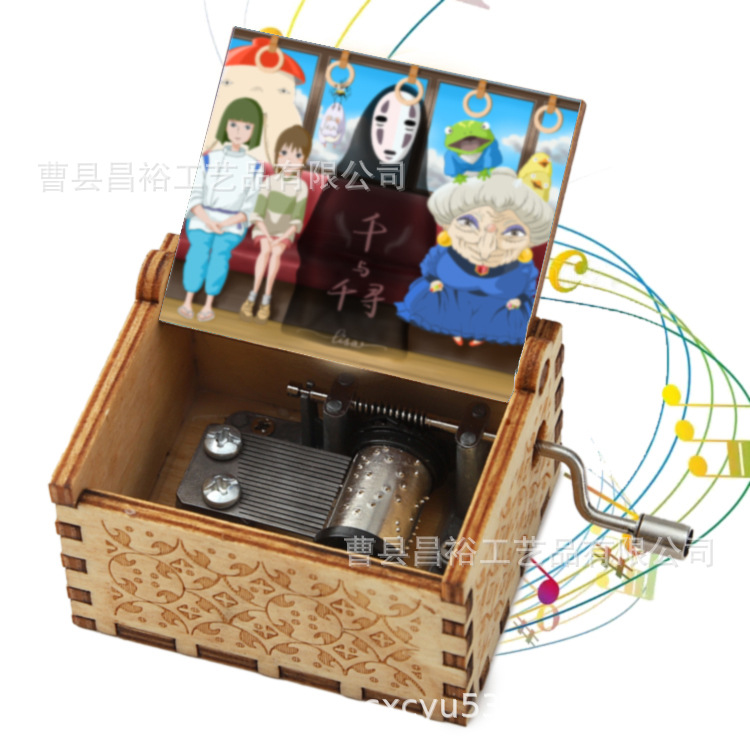 木製の手作りオルゴール創意カラープリント千と千尋のオルゴール木製の手を振ってオルゴールクロスボーダー専用です。