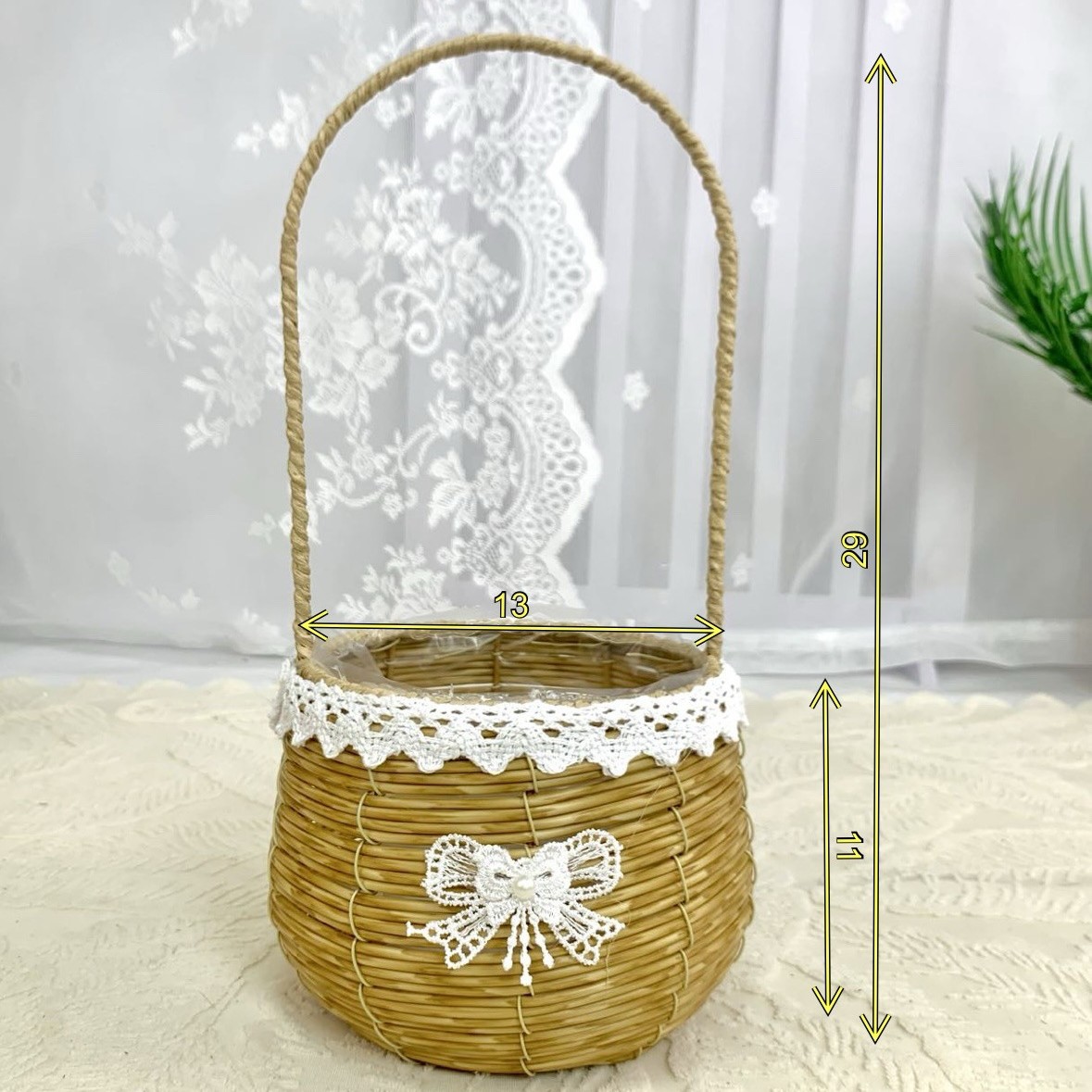 Arreglos florales portátiles de imitación de ratán, cestas de flores tejidas a mano, adornos de sala de estar, cestas de jardín, regalos a mano, cestas de flores