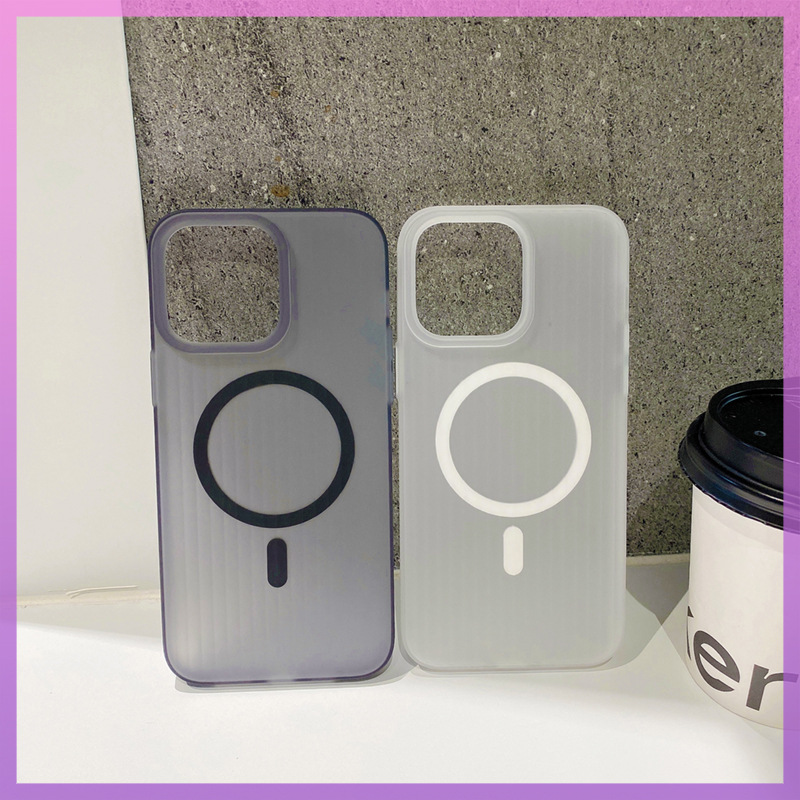 Ốp lưng iPhone 13 / 14 Pro Max màu trơn mờ cảm giác da, từ tính bao toàn bộ chống rơi — [Làm mờ da sương mù đen] từ tính hút lỗ lớn, [Cảm giác da sương mù trắng mờ] lỗ lớn Hút từ tính chi tiết 2