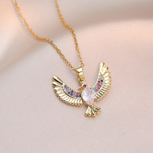 项链女欧美国潮微镶大鹏展翅配饰网红直播宫廷风满钻镶嵌奢华项链