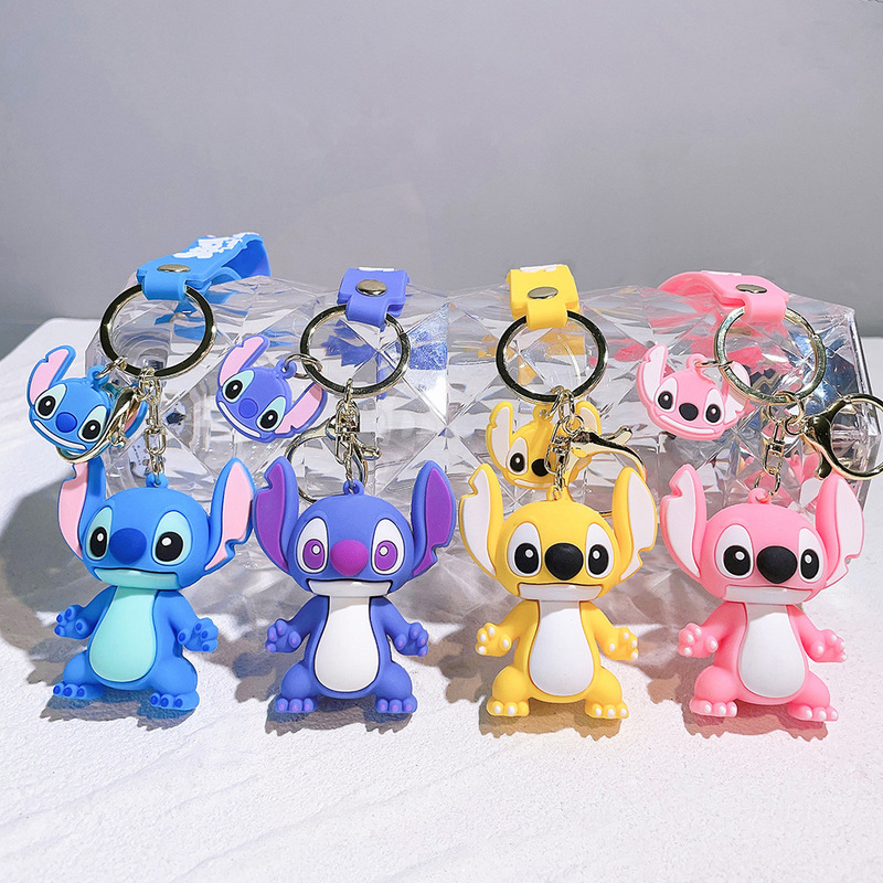 Cartoon Anime Stitch Silicone Keychain Pendant Car Keychain Hanging Accessory Claw Machine Small Gift Wholesale