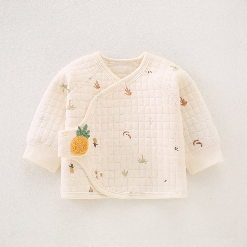 Baby Half Back Shirt Autumn/Winter Warm Boneless Pure Cotton Underwear Newborn Full Moon Monk's Robe Baby Single Top