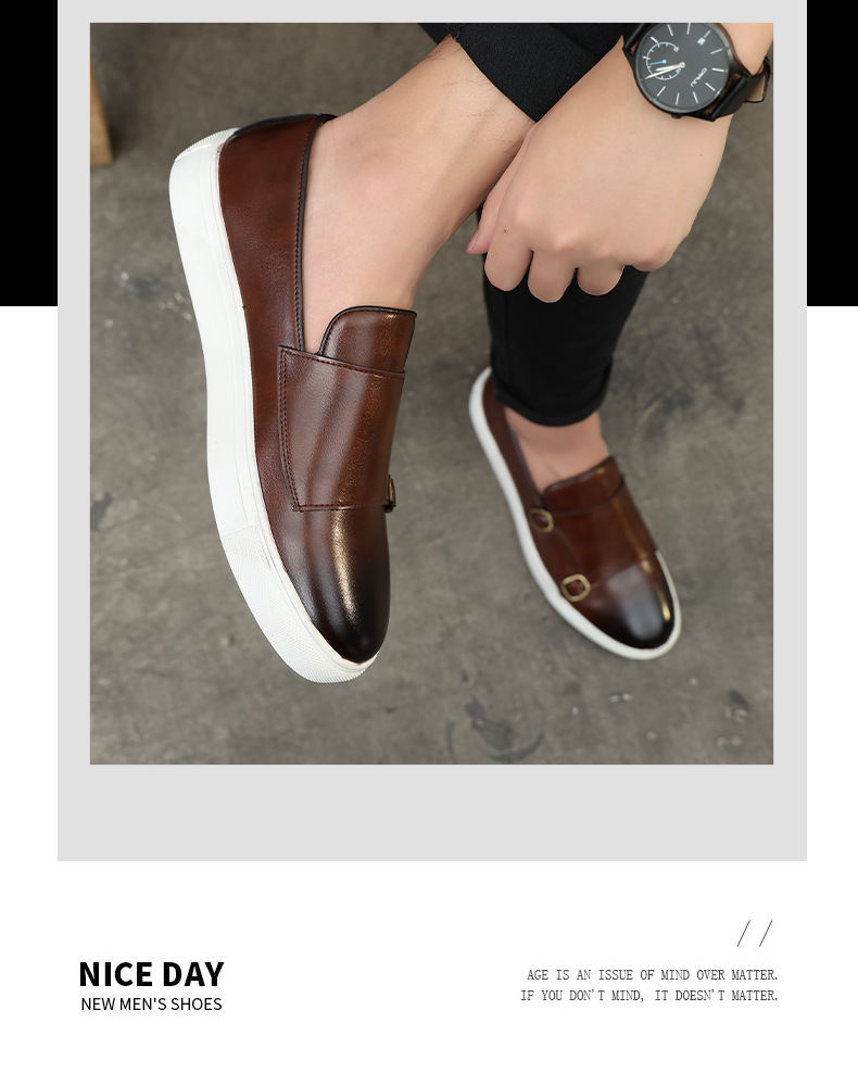 New men's loafers a pair of stylish casual leather shoes_voghion.com