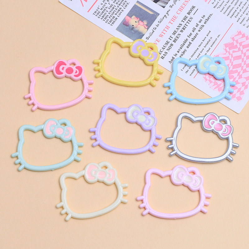 かわいい中空猫の頭漫画手作り diy ジュエリーアクセサリークリーム接着剤樹脂小物ヘアピン材料パッケージ|undefined