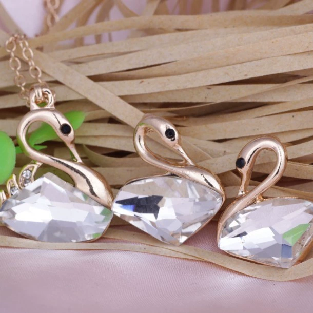 Аксессуар, серьги, ожерелье, цепь, набор, лебедь, корейский стиль