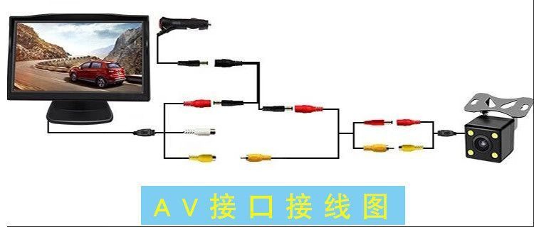 12V24V Hd 5inch Car-Mounted Suction Cup Monitor for Trucks, Harvesters, and Excavators, Dedicated Reversing Camera