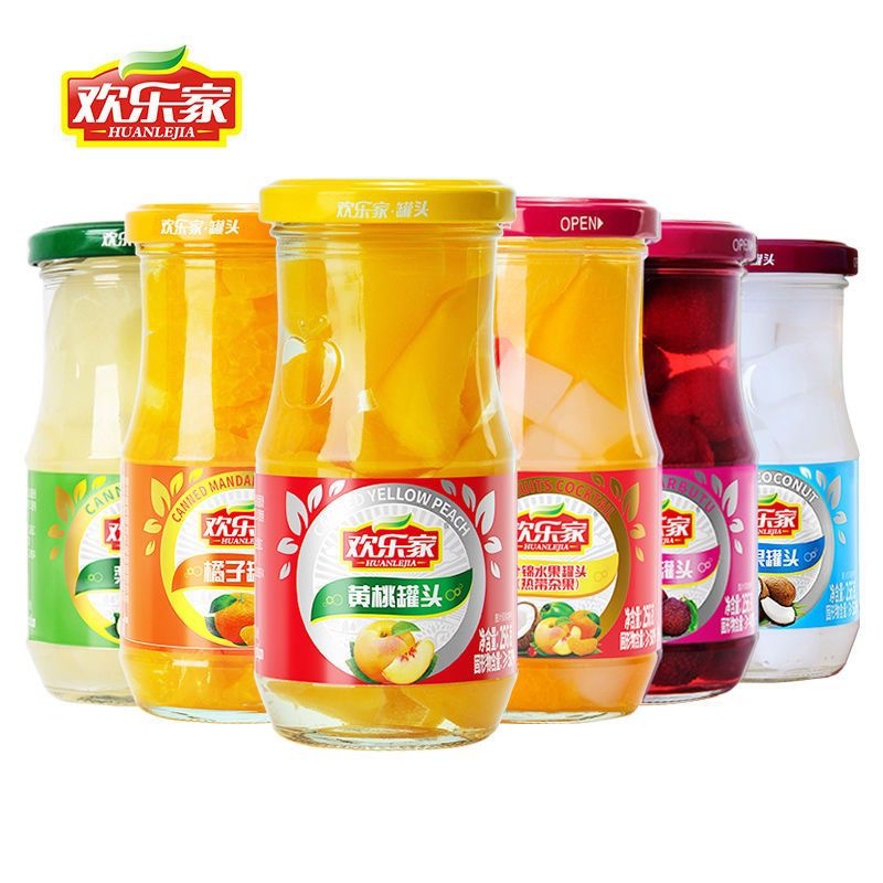 Huanlejia Peach, Tangerine, Bayberry, Hawthorn Canned Fruit 256G/Bottle, Juicy Canned Tangerines, Canned Snacks