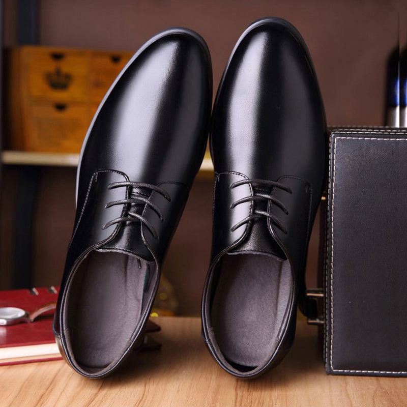 Shoes Men's Shoes Business Dress Leather Shoes Men's British Casual Shoes Groom's Wedding Height Increase Black Suit Trendy Shoes