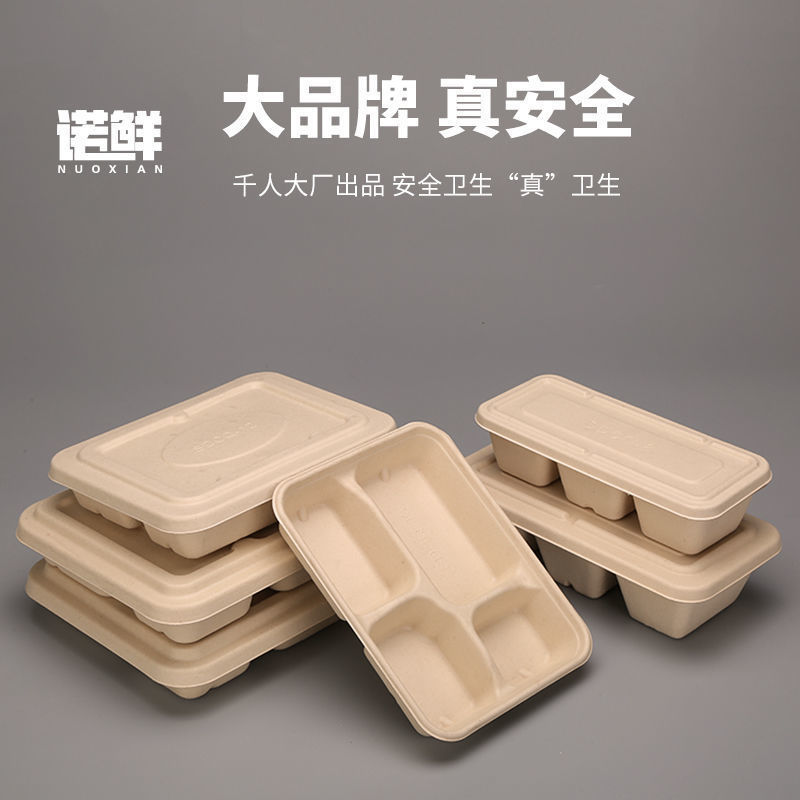 一次性餐盒格格饭盒格四格外卖打包快餐盒可降解纸浆餐盘外贸|undefined