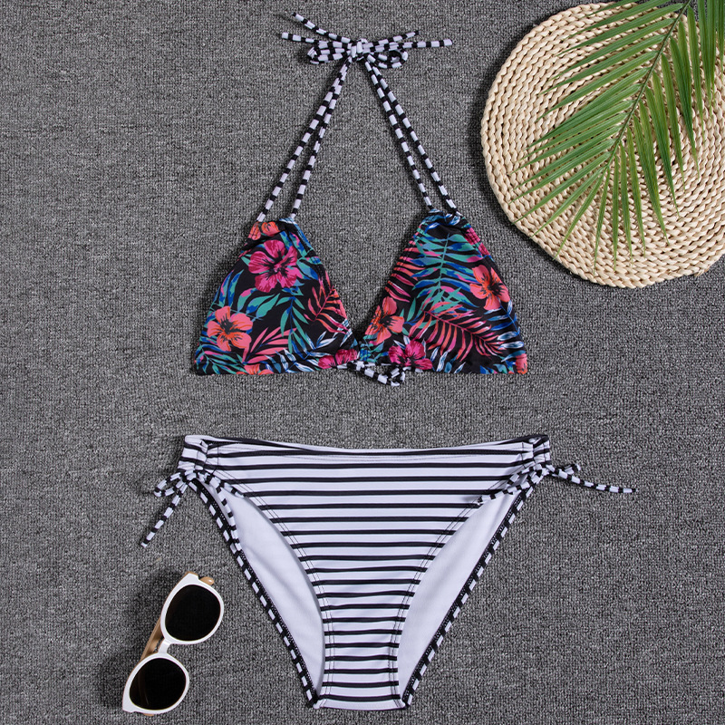 84g Weight Comfort Feel Of Sensation Low Waist Panties Waist Briefs Panties Style Bralette Bra Category Polyester Fabric Type 2 Pieces Set Quantity Swimming Pool, Beach Occasion Comfort Function Ditsy Floral Pattern Triangle Cup Bra Cup Women's Gender Women's Ditsy Floral 2 Pieces Set Bikinis Swimwear 20