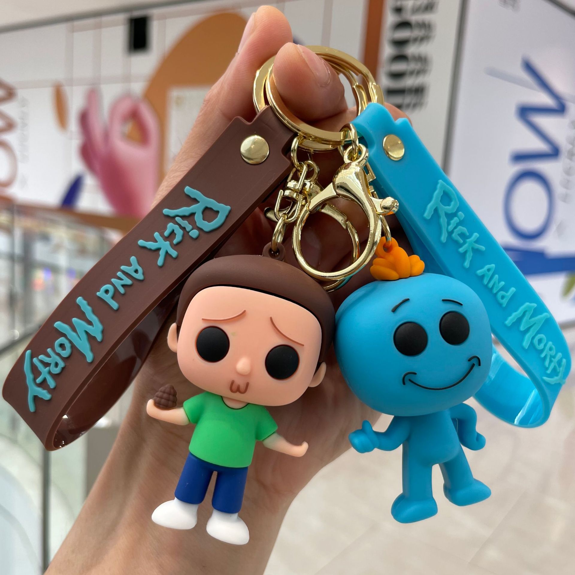 跨境瑞克与莫蒂钥匙扣软胶公仔疯子科学家瑞克汽车钥匙链书包挂件