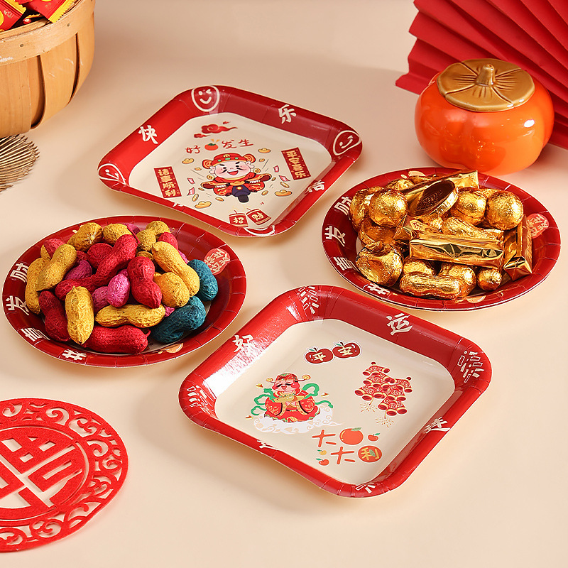 Internet-Famous Disposable Bone Spit Tray 6inch Household Dining Table Residue Tray Party Paper Plate Wholesale Thickened Disposable Bone Spit Tray