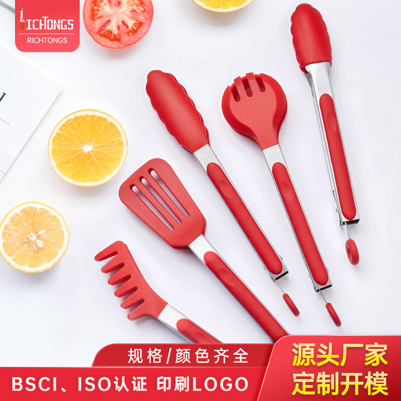 Clips de alimentos de silicona personalizados comedor casero buffet horneado hotpot barbacoa pasta de carne clip de alimentos de acero inoxidable