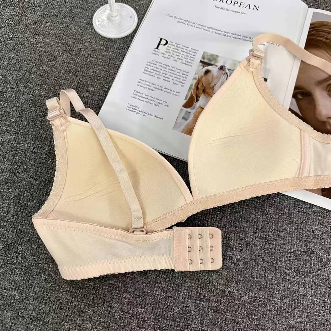 Nuevo estilo francés de alta calidad sujetador de moda de encaje jacquard transpirable ajustable cómodo tres filas de botones tipo ropa interior
