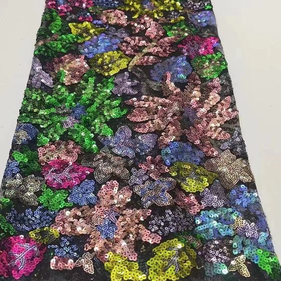 Factory direct sequin embroidery embroidery fabric round beads sequin embroidery evening ceremony performance clothing flash beads color