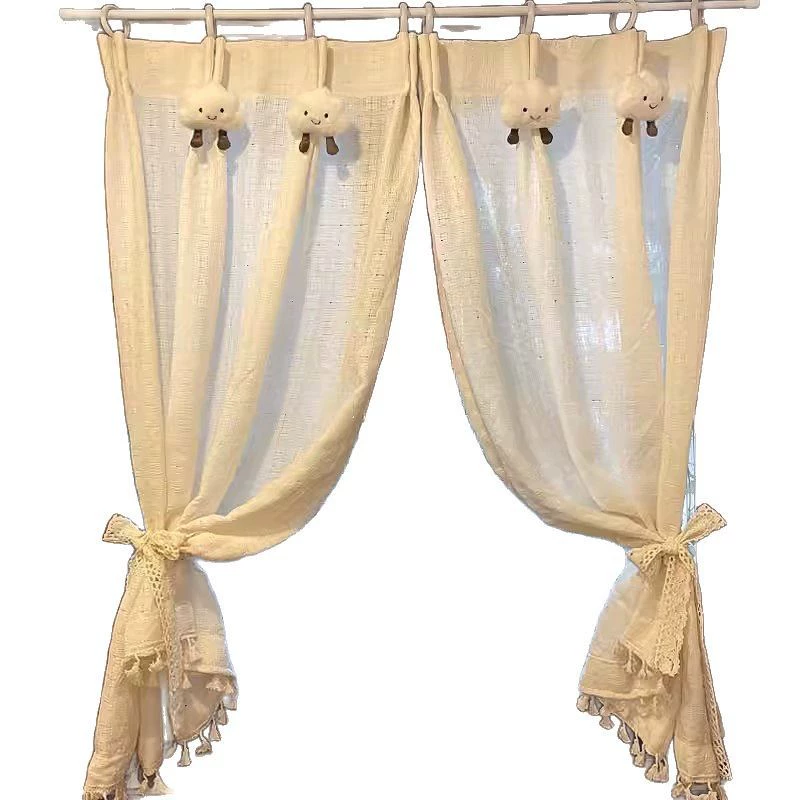 Японская марлевая занавеска для Bay window, короткая занавеска для маленького окна, спальня, кухня, перегородочная занавеска, дверная занавеска, полупрозрачная занавеска, затемнение, французский кисть