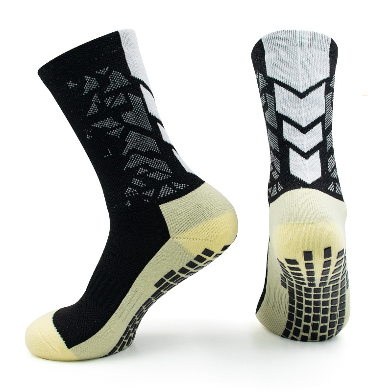 Calcetines antideslizantes dispensadores transfronterizos Calcetines de fútbol de fondo de toalla gruesa resistentes al desgaste Calcetines deportivos transpirables que absorben el sudor de tubo medio