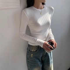 2025春秋冬紧身正肩修身内搭长袖上衣打底衫t恤女