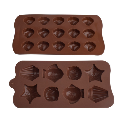15 consecutive star shell silicone three-dimensional flip candy chocolate cake baking mold crystal glue ice tray mold