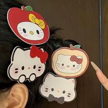 可爱苹果蝴蝶结KT猫魔术贴甜美少女ins风侧边碎发刘海贴无痕发饰