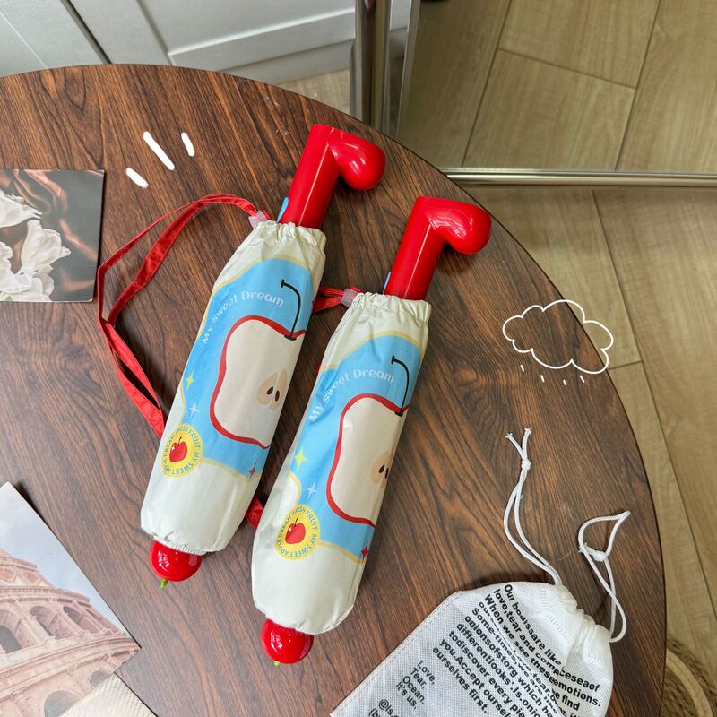 Apple Red Boots Fully Automatic Folding Umbrella for Sun and Rain, High-Value Dual-Purpose Sunshade Umbrella, Uv Protection Sun Umbrella