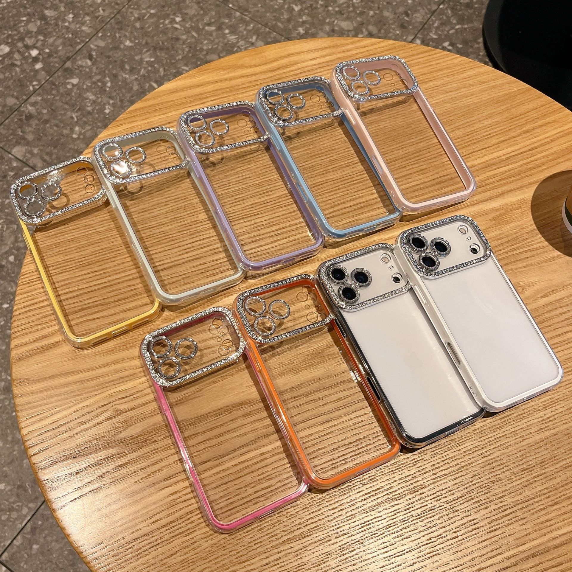 Ins All-Inclusive Flash Diamond Comes with Lens Film Transparent Jelly Iphone17Promax Mobile Phone Case Apple 16Pm/13